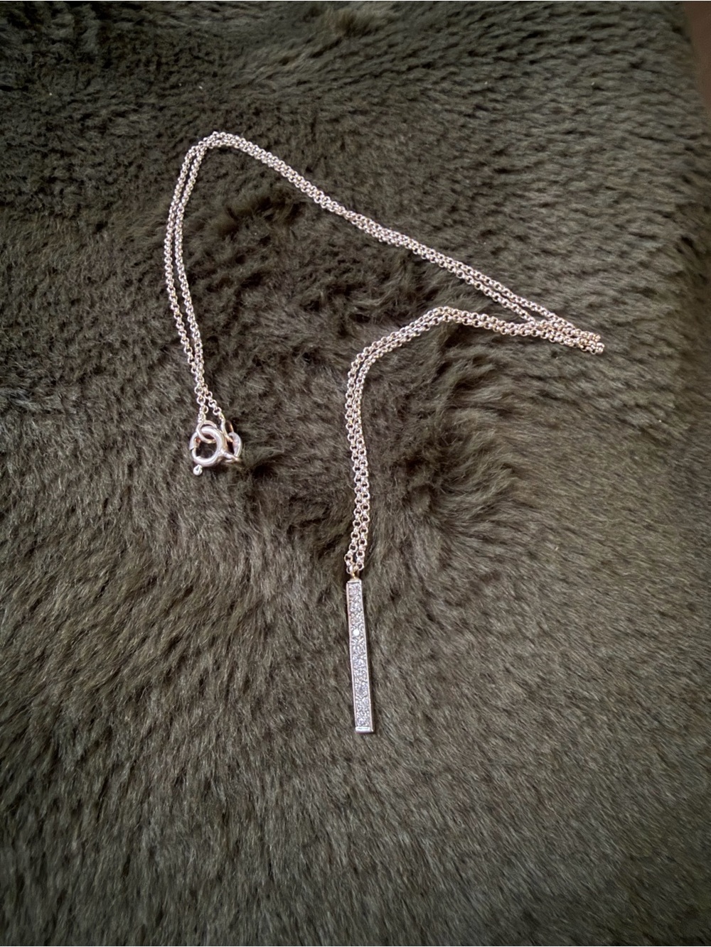 925 Elegant silver Bar Pendant Necklace with Crystal Accents